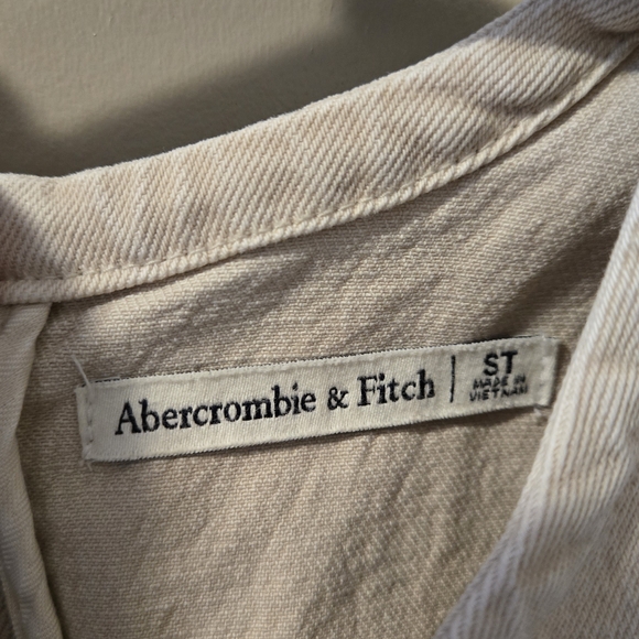 Abercrombie & Fitch Cream Sleeveless Shell Denim Mini Dress - Picture 3 of 4